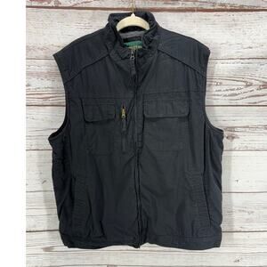 Outdoor Life Men's Black Fleece Lined Full Zip Cotton Vest Size XL
